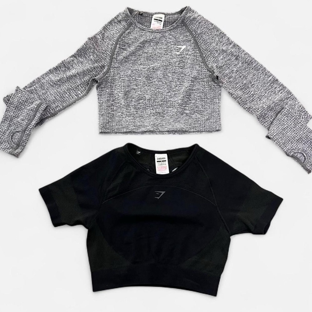Gymshark Gray and Black Crop Tops